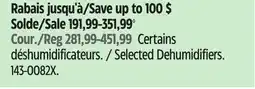 Canadian Tire Selected Dehumidifiers offer