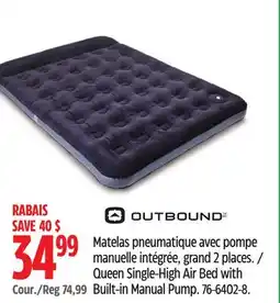 Canadian Tire Outbound Queen Single-High Air Bed with Built-in Manual Pump offer