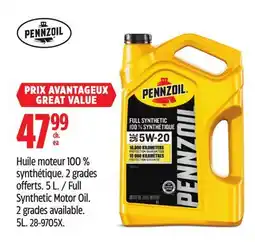 Canadian Tire Pennzoil Full Synthetic Motor Oil offer