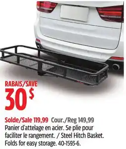 Canadian Tire Steel Hitch Basket. Folds for easy storage offer
