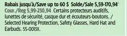 Canadian Tire Selected Hearing Protection, Safety Glasses, Hard Hat and Earbuds offer
