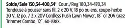 Canadian Tire 2 x 20V Cordless Push Lawn Mower, 18˝ or 20V Grass Trimmer Combo, 12 offer