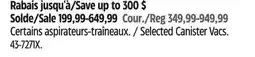 Canadian Tire Selected Canister Vacs offer