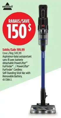 Canadian Tire Bissell PowerLifter FurFinder Cordless Self-Standing Stick Vac with Removable Battery offer