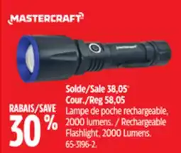 Canadian Tire Mastercraft Rechargeable Flashlight, 2000 Lumens offer