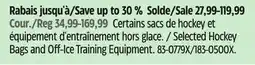 Canadian Tire Selected Hockey Bags and Off-Ice Training Equipment offer