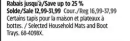 Canadian Tire Selected For Living Household Mats and Boot Trays offer
