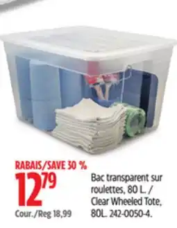 Canadian Tire Type A Clear Wheeled Tote offer