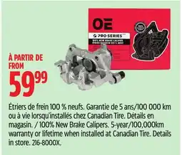 Canadian Tire 100% New Brake Calipers offer