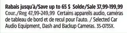 Canadian Tire Selected Car Audio Equipment, Dash and Backup Cameras offer