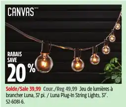 Canadian Tire Luna Plug-In String Lights, 37´ offer