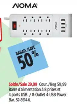 Canadian Tire NOMA 8-Outlet 4-USB Power Bar offer