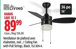 Canadian Tire Ceiling Fan with Pull Strings, Black offer