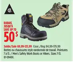 Canadian Tire Men's Safety Work Boots or Hikers offer