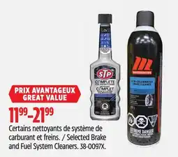 Canadian Tire Selected Brake and Fuel System Cleaners offer