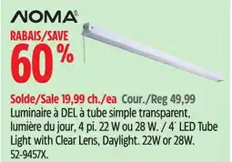 Canadian Tire Noma 4´ LED Tube Light with Clear Lens, Daylight offer