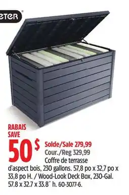 Canadian Tire Wood-Look Deck Box, 230-Gal. 57.8 x 32.7 x 33.8˝ h offer
