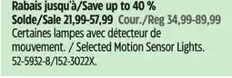 Canadian Tire Selected Motion Sensor Lights offer