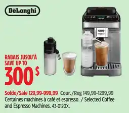 Canadian Tire De'Longhi Selected Coffee and Espresso Machines offer