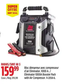 Canadian Tire Motomaster Eliminator 1000A Booster Pack with Air Compressor offer