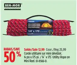 Canadian Tire Utility Rope on Mini Reel. Ben-Mor offer