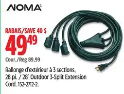 Canadian Tire NOMA 28´ Outdoor 3-Split Extension Cord offer