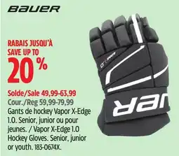 Canadian Tire Bauer Vapor X-Edge 1.0 Hockey Gloves offer
