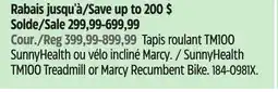Canadian Tire SunnyHealth TM100 Treadmill or Marcy Recumbent Bike offer