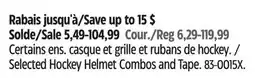 Canadian Tire Selected Hockey Helmet Combos and Tape offer