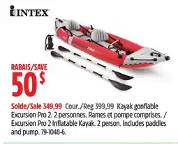 Canadian Tire Intex Excursion Pro 2 Inflatable Kayak offer