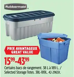 Canadian Tire Rubbermaid Selected Storage Totes offer