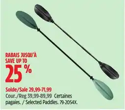 Canadian Tire Selected Paddles offer