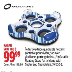 Canadian Tire Hydro-Force Inflatable Floating Quad Party Island with Cooler and Cupholders offer