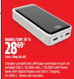 Canadian Tire Bluehive 20,000 mAh Power Bank with Digital Display and USB-C Charging offer