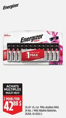 Canadian Tire Energizer MAX Alkaline Batteries offer