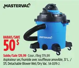 Canadian Tire Mastervac 37L Detachable Blower Wet/Dry Vac offer