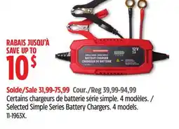 Canadian Tire Motomaster Selected Simple Series Battery Chargers offer