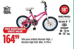Canadian Tire Monster High Kids' Bike offer