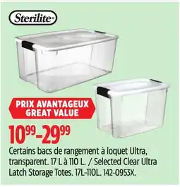 Canadian Tire Selected Sterilite Clear Ultra Latch Storage Totes offer