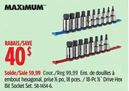 Canadian Tire 18-Pc 1⁄2˝ Drive Hex Bit Socket Set offer