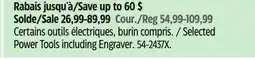 Canadian Tire Mastercraft Selected Power Tools including Engraver offer