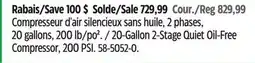 Canadian Tire DeWALT 20-Gallon 2-Stage Quiet Oil-Free Compressor, 200 PSI offer