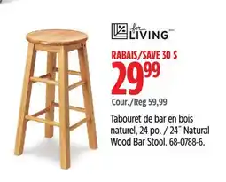 Canadian Tire For Living 24˝ Natural Wood Bar Stool offer
