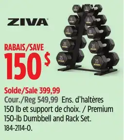 Canadian Tire Ziva Premium 150-lb Dumbbell and Rack Set offer