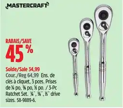 Canadian Tire MASTERCRAFT 3-Pc Ratchet Set offer