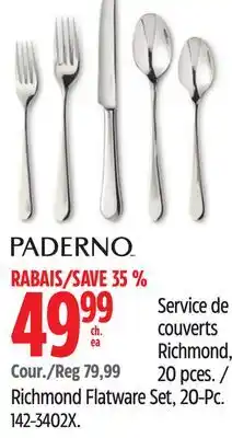 Canadian Tire Paderno Richmond Flatware Set, 20-Pc offer