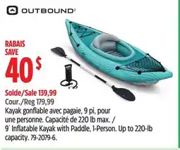 Canadian Tire 9´ Inflatable Kayak with Paddle, 1-Person offer