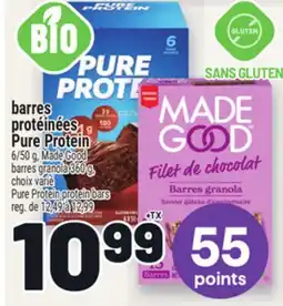 Metro BARRES PROTÉINÉES PURE PROTEIN | PURE PROTEIN PROTEIN BARS 6/50 G, MADE GOOD BARRES GRANOLA offer