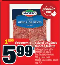 Super C salami de Gênes tranché Mastro | Mastro sliced Genoa salami offer