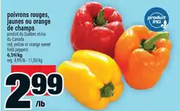 Super C poivrons rouges, jaunes ou orange de champs | red, yellow or orange sweet field peppers offer